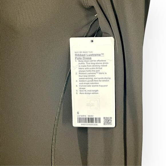 New LULULEMON Ribbed Luxtreme Polo Collared Midi Dress Athleisure Golf Brunch - Picture 8 of 12